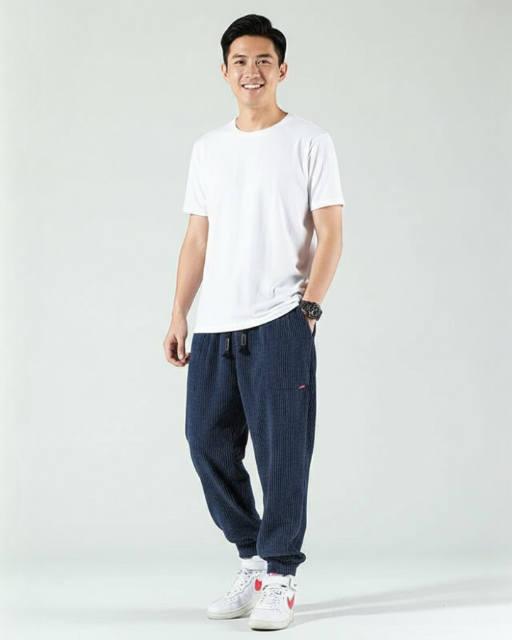 Emerson Pantalon Jogger Homme en Velours Côtelé Coupe Relax & Confort Casual