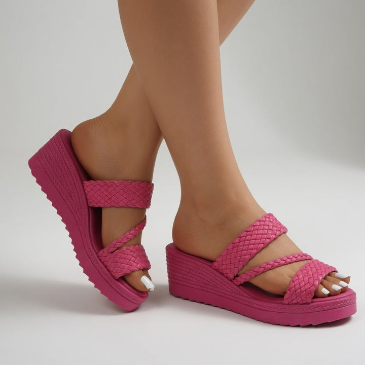 Slides Tressés à Talon Compensé pour femme, vue 10