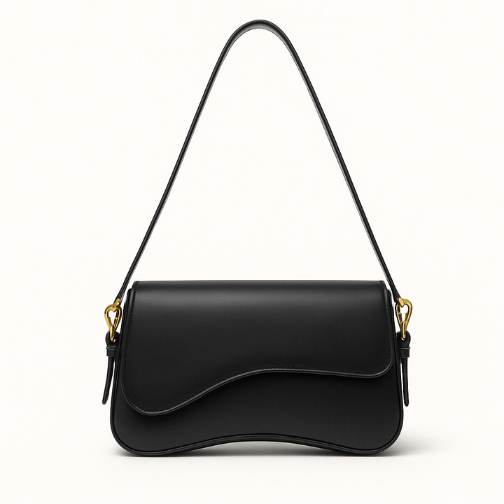 Hadley Sac Baguette Femme Cuir Vegan Lisse avec Silhouette Asymétrique & Détails Dorés Élégants, vue 2