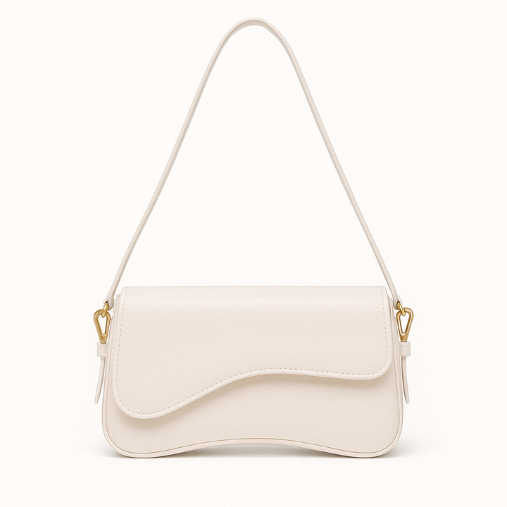 Hadley Sac Baguette Femme Cuir Vegan Lisse avec Silhouette Asymétrique & Détails Dorés Élégants, vue 3