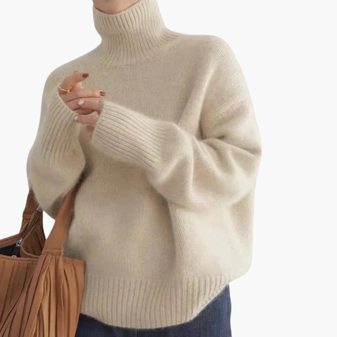 Lucy Pull Femme à Col Roulé Tricot Côtelé Doux à Manches Longues avec Col Haut, vue 2