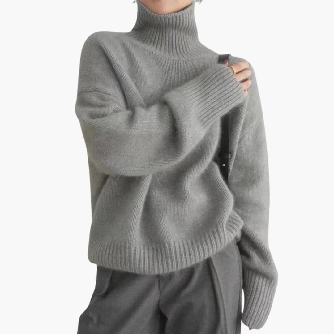 Lucy Pull Femme à Col Roulé Tricot Côtelé Doux à Manches Longues avec Col Haut, vue 4
