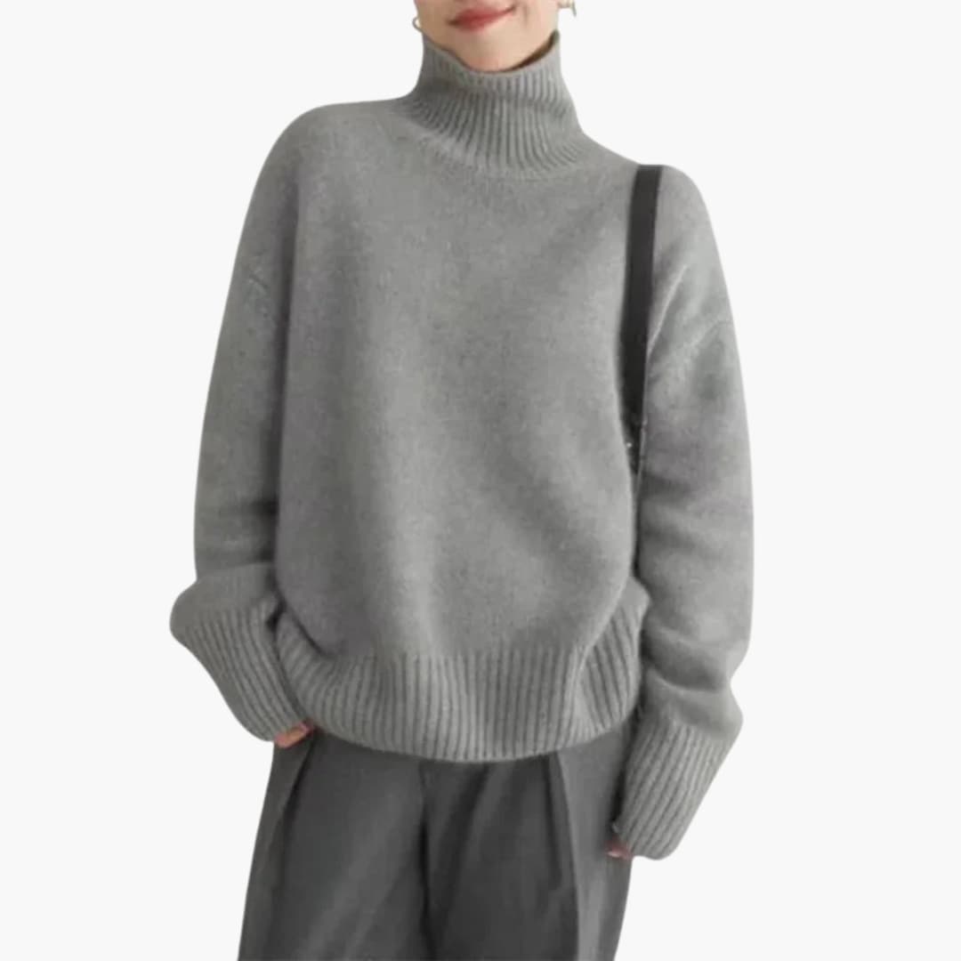 Lucy Pull Femme à Col Roulé Tricot Côtelé Doux à Manches Longues avec Col Haut, vue 3