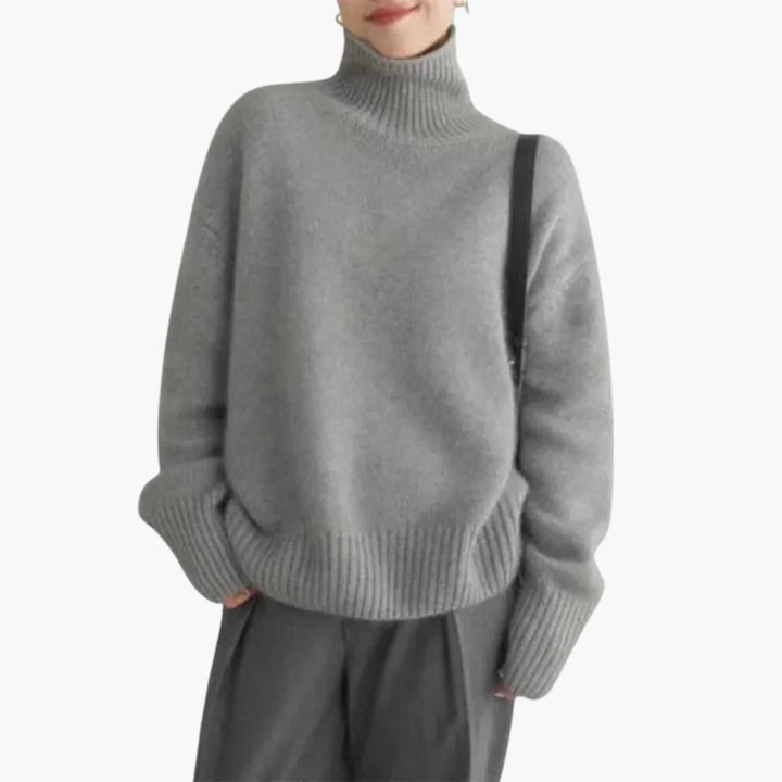 Lucy Pull Femme à Col Roulé Tricot Côtelé Doux à Manches Longues avec Col Haut, vue 3