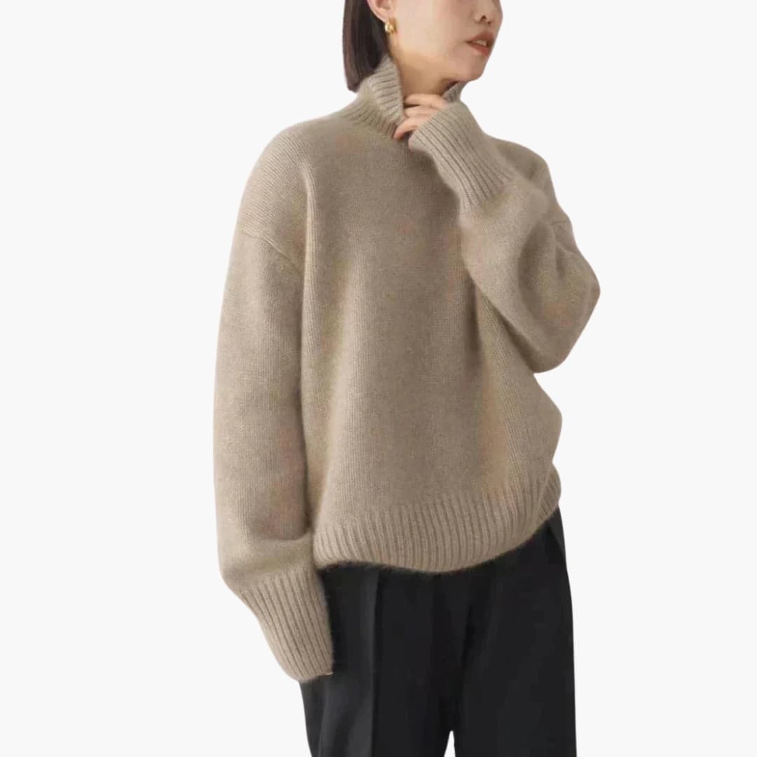 Lucy Pull Femme à Col Roulé Tricot Côtelé Doux à Manches Longues avec Col Haut, vue 6