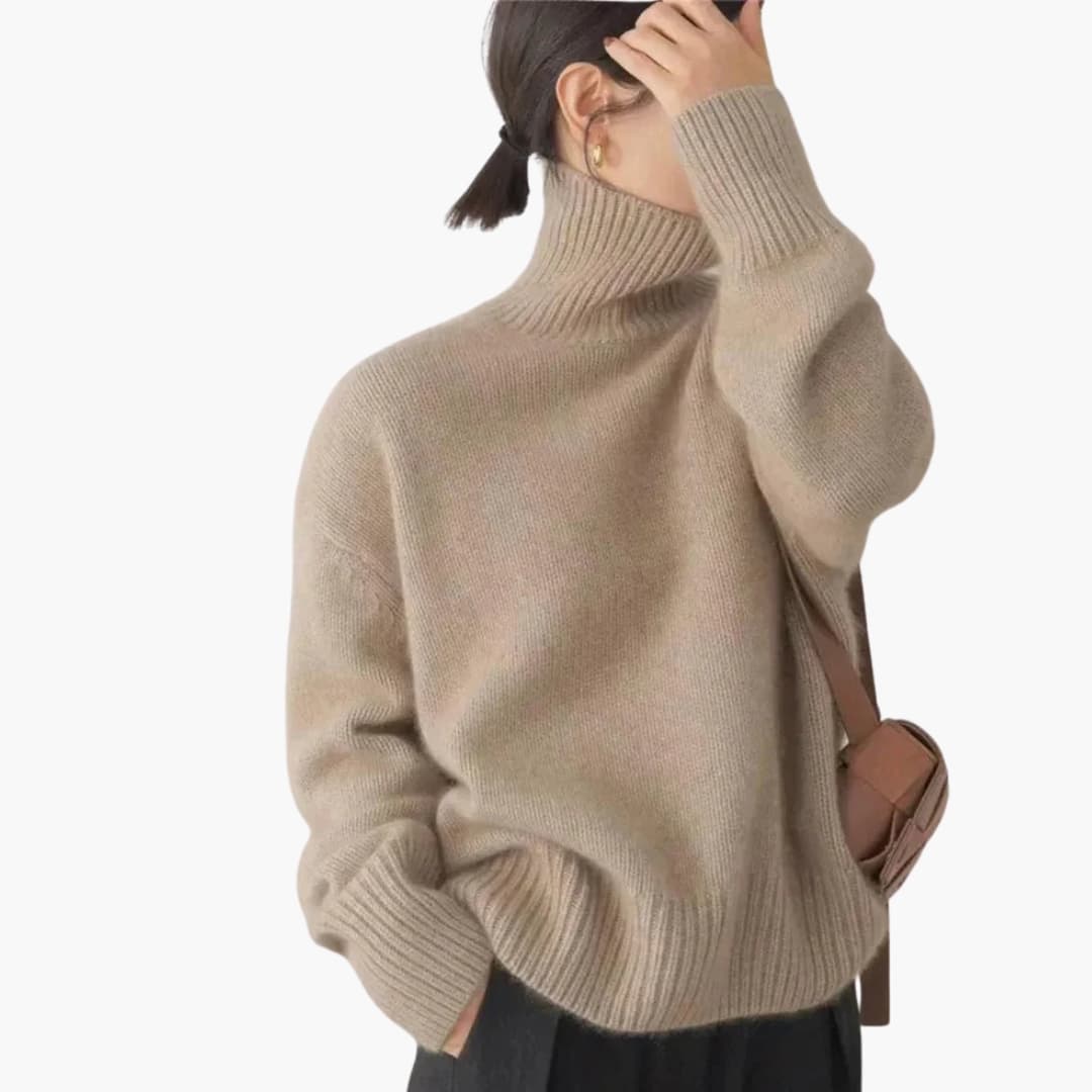 Lucy Pull Femme à Col Roulé Tricot Côtelé Doux à Manches Longues avec Col Haut, vue 5