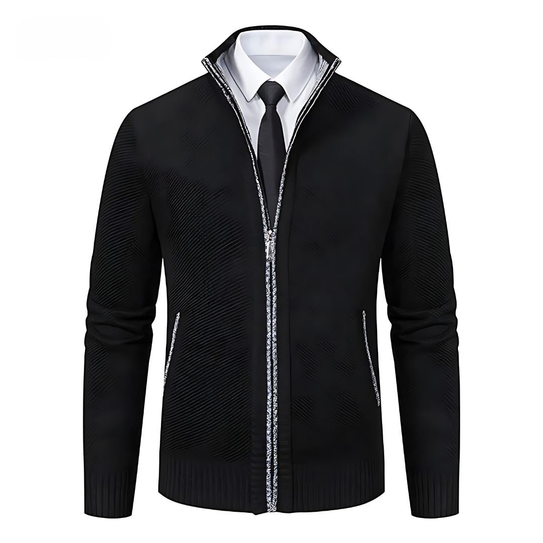 Adrian Pull Homme Tricot Noir à Fermeture Zip, Élégant & Confortable pour Toutes Occasions, vue 6