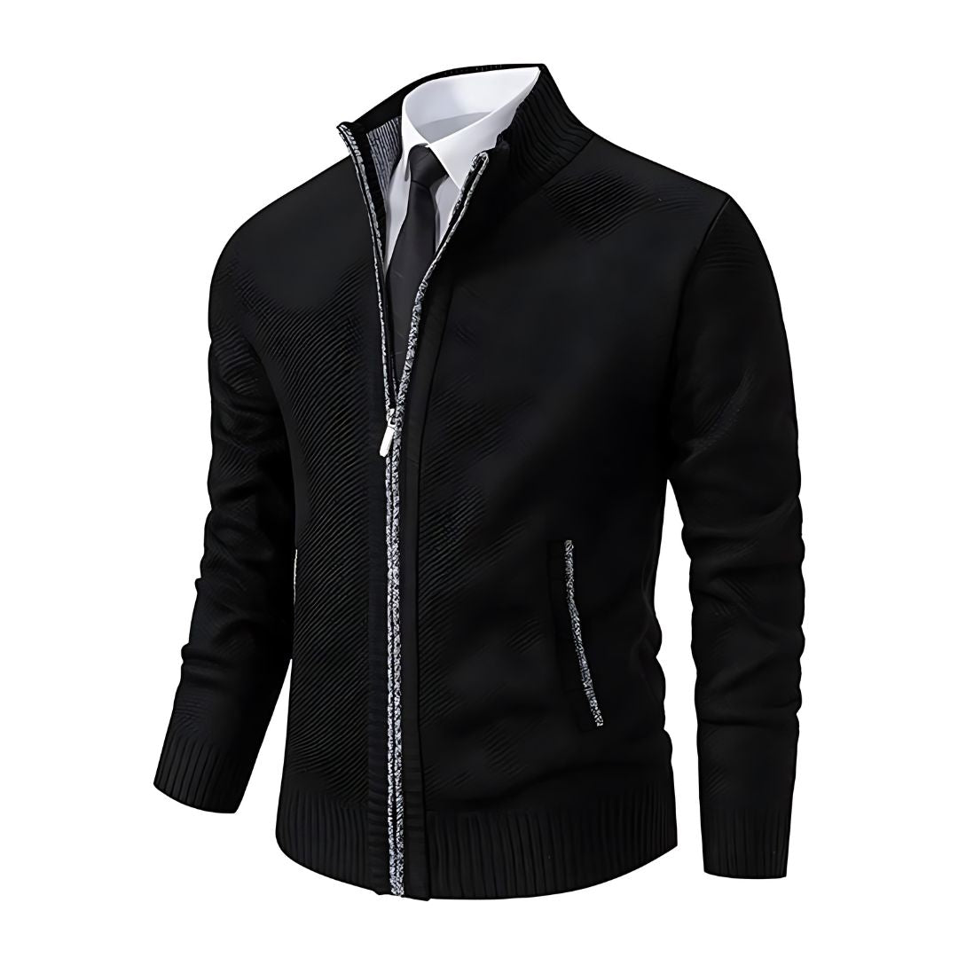 Adrian Pull Homme Tricot Noir à Fermeture Zip, Élégant & Confortable pour Toutes Occasions