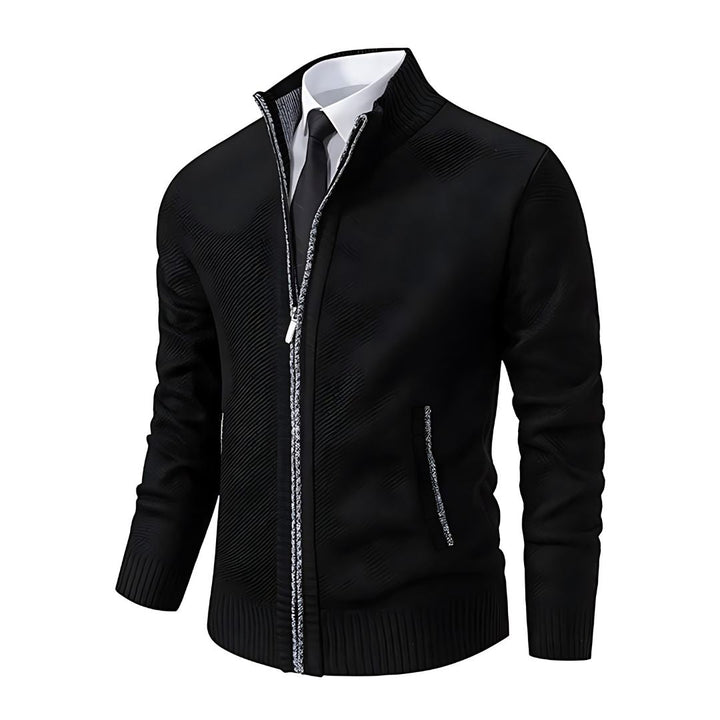 Adrian Pull Homme Tricot Noir à Fermeture Zip, Élégant & Confortable pour Toutes Occasions