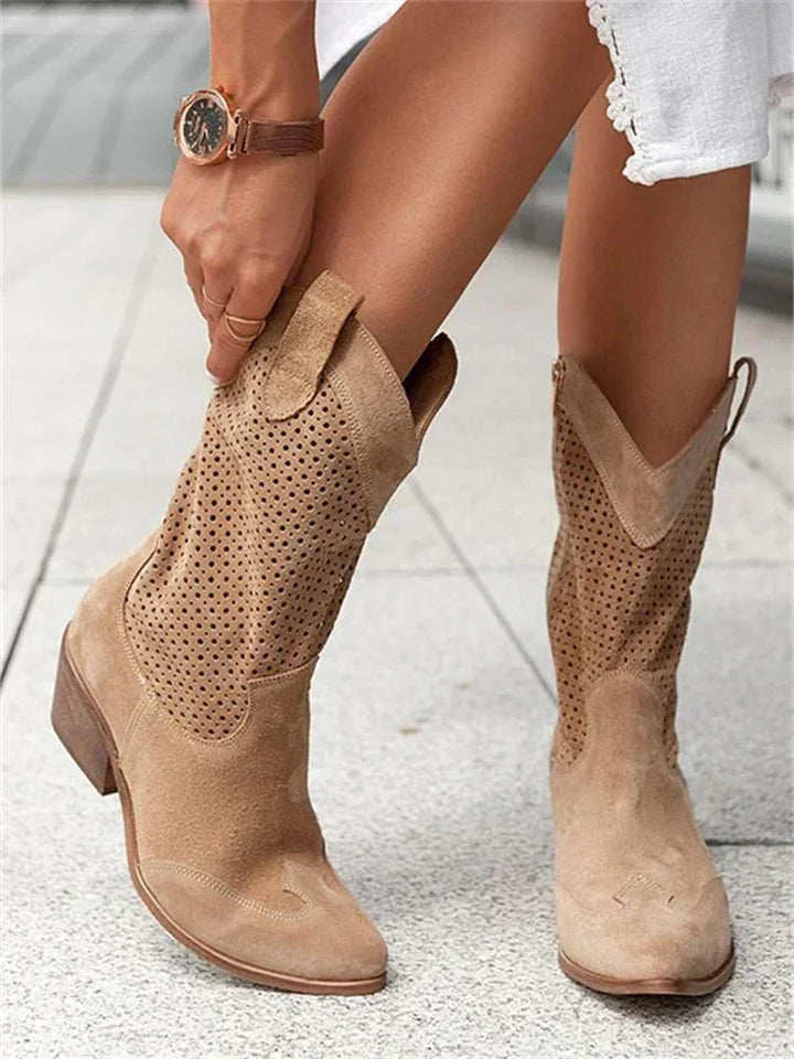 Clémence Bottes de Cowboy Chic et Respirantes Femme avec Zip