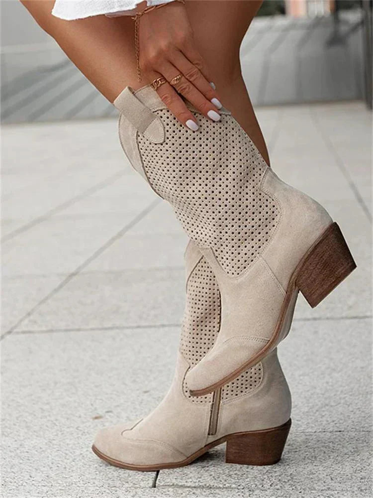 Clémence Bottes de Cowboy Chic et Respirantes Femme avec Zip