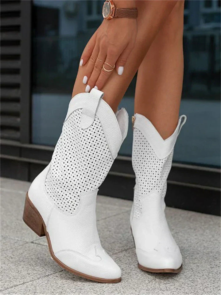 Clémence Bottes de Cowboy Chic et Respirantes Femme avec Zip
