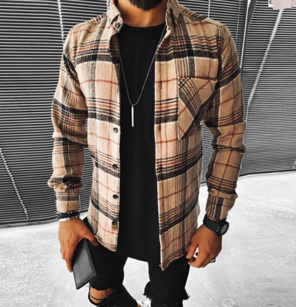 Chardy Cardigan Homme Gilet Décontracté en Laine Mélangée au Motif Carreaux Moderne, vue 2