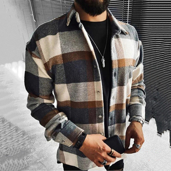 Chardy Cardigan Homme Gilet Décontracté en Laine Mélangée au Motif Carreaux Moderne