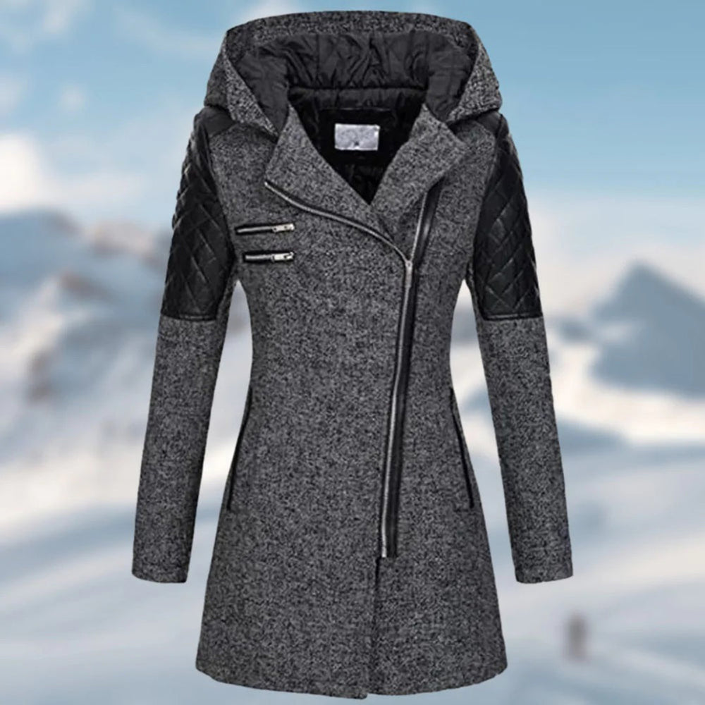 Jhey Manteau Long d’Hiver Femme Design Chaud à Capuche avec Coupe Élégante pour Froid, vue 2