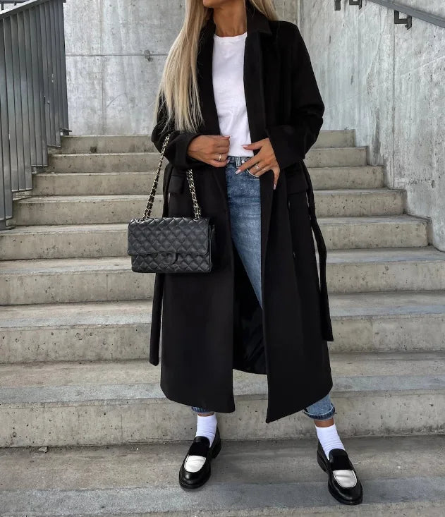 Talia Manteau Long Femme Trench Hiver Élégant avec Ceinture & Doublure Chaude, vue 11