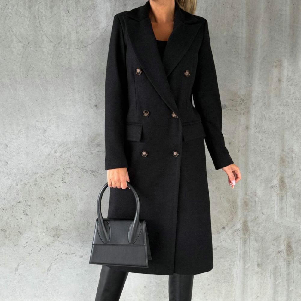 Georgia Manteau Long en Laine Mélangée pour Femme Design Élégant à Revers Notchés dans des Couleurs Hivernales Classiques, vue 9