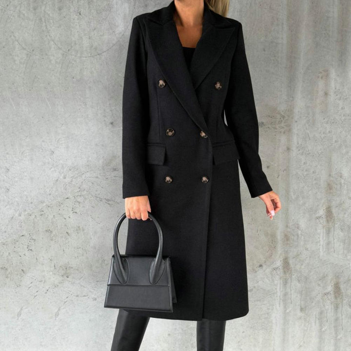 Georgia Manteau Long en Laine Mélangée pour Femme Design Élégant à Revers Notchés dans des Couleurs Hivernales Classiques, vue 9