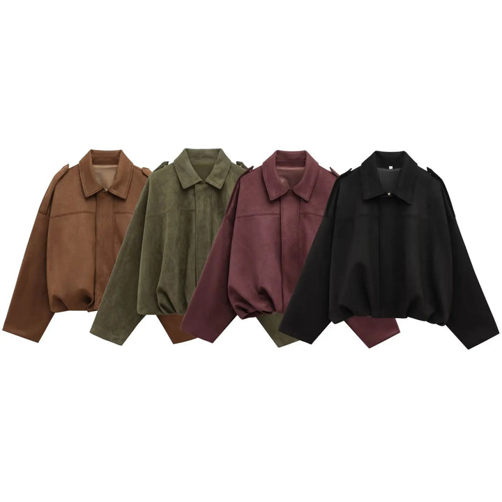 Isla Veste Femme en Daim Blouson Oversize Élégant avec Coupe Moderne & Confort Doux, vue 14