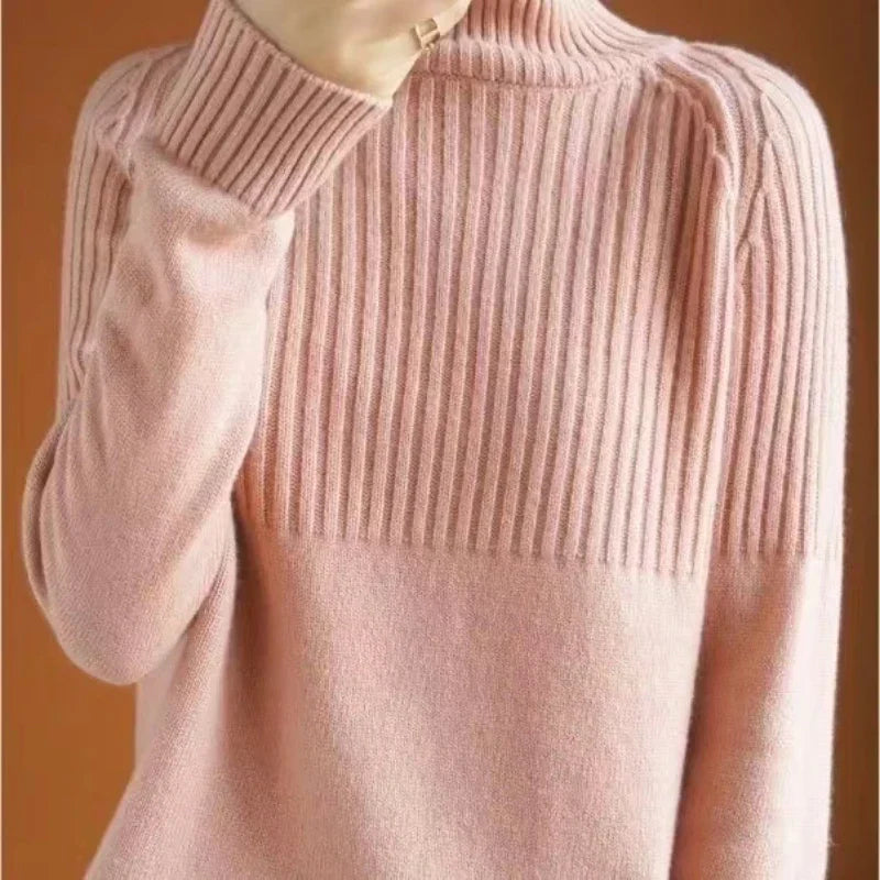 Luan Pull Col Roulé Femme Tricot Doux avec Détails Côtelés & Coupe Moderne Relax, vue 3