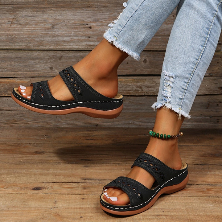 Malira Sandales Femme Chaussures d’Été Confortables avec Semelle de Soutien & Design Moderne, vue 5