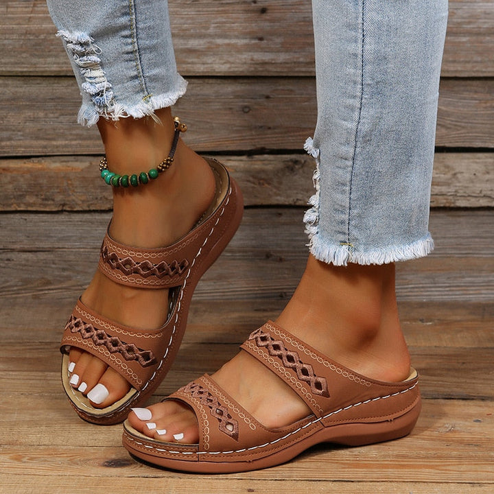 Malira Sandales Femme Chaussures d’Été Confortables avec Semelle de Soutien & Design Moderne, vue 3