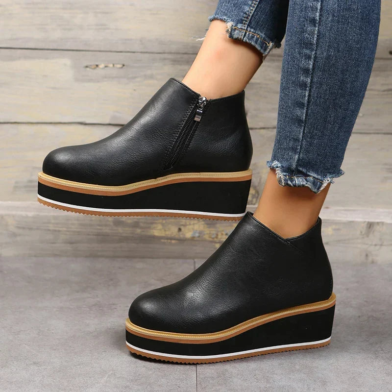 Felise Bottines Femme Bottes à Semelle Plateforme Élégantes avec Zip, Confortables et Durables, vue 6