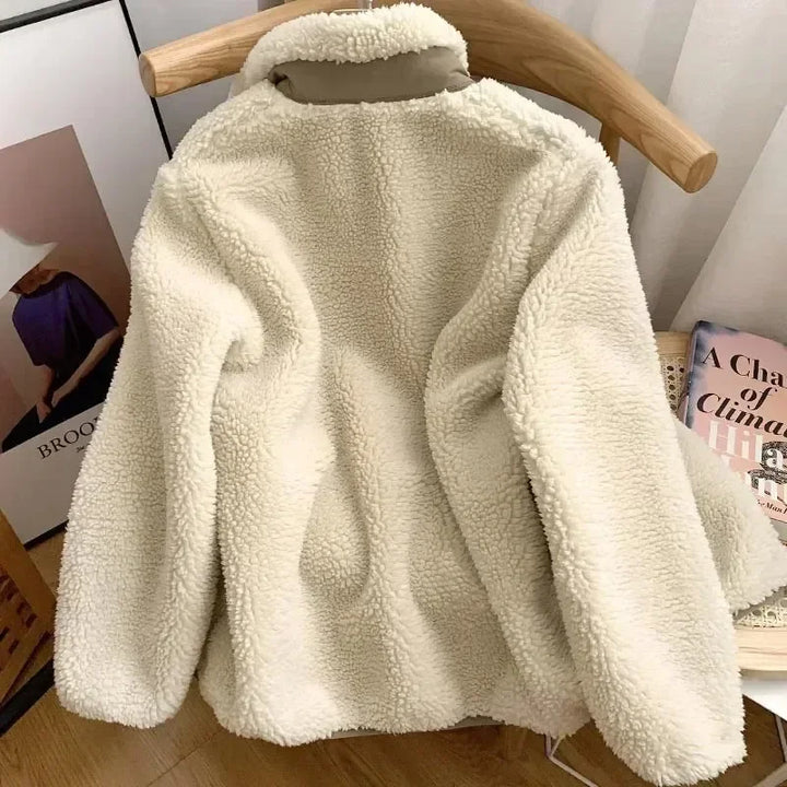 Lily Manteau Teddy Femme Veste Chaude avec Col Haut, Poches Zippées & Coupe Décontractée, vue 7