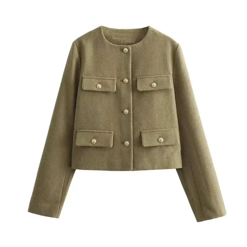 Maisy Manteau Femme Manteau Classique Élégant avec Boutons Décoratifs Chic