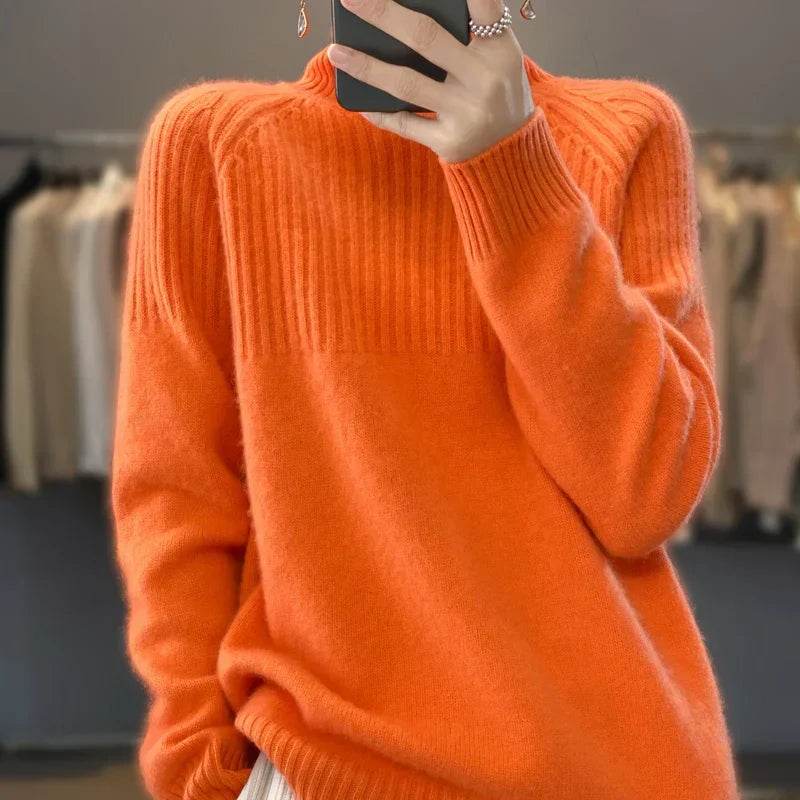 Luan Pull Col Roulé Femme Tricot Doux avec Détails Côtelés & Coupe Moderne Relax, vue 8