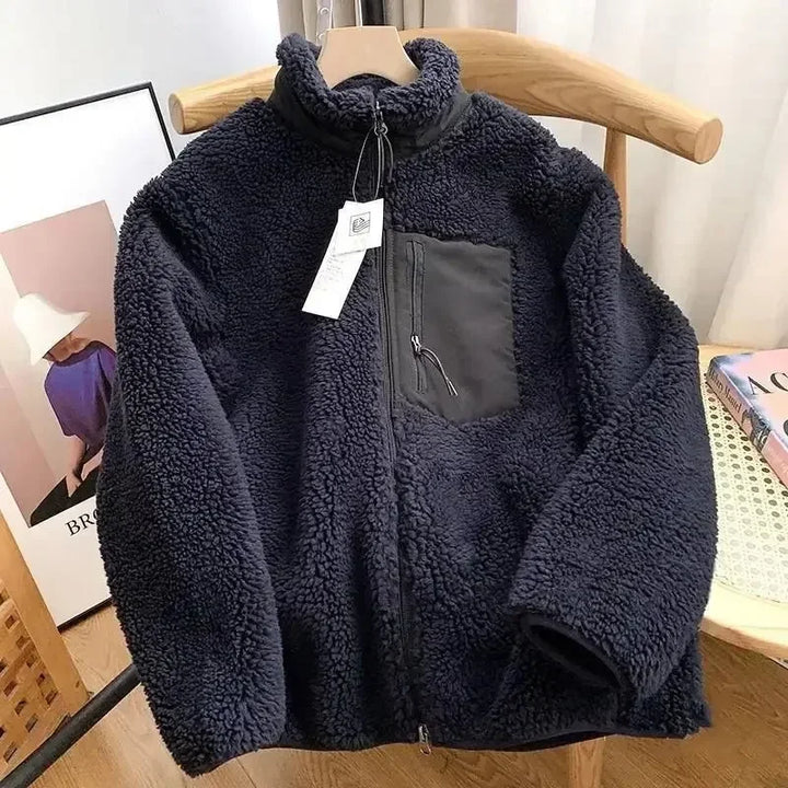 Lily Manteau Teddy Femme Veste Chaude avec Col Haut, Poches Zippées & Coupe Décontractée, vue 8