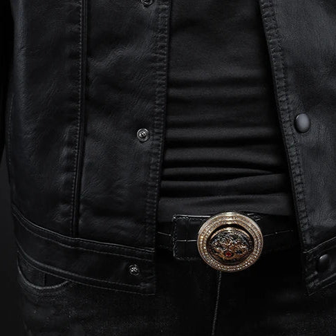 Veste en Cuir Homme – Blouson Biker Cintré à Fermeture Éclair