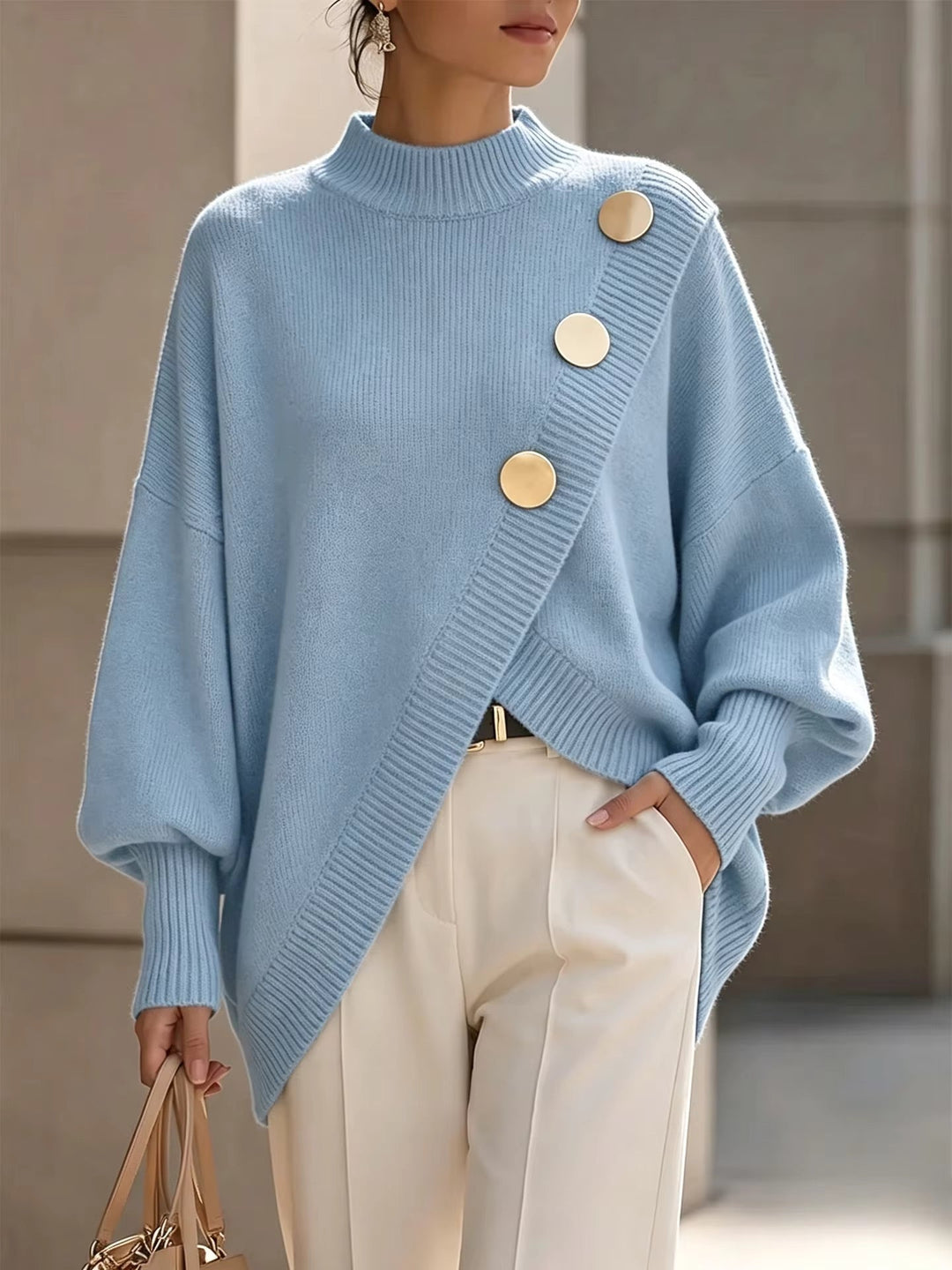 Women's Knit Sweater with Button Detail – Soft and Elegant Sweater for Winter