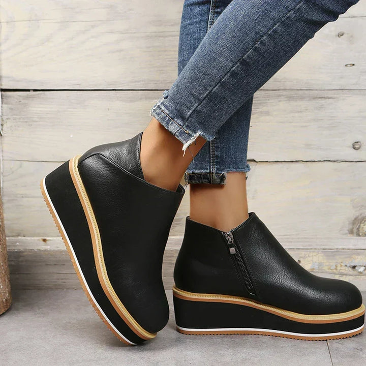 Felise Bottines Femme Bottes à Semelle Plateforme Élégantes avec Zip, Confortables et Durables, vue 4