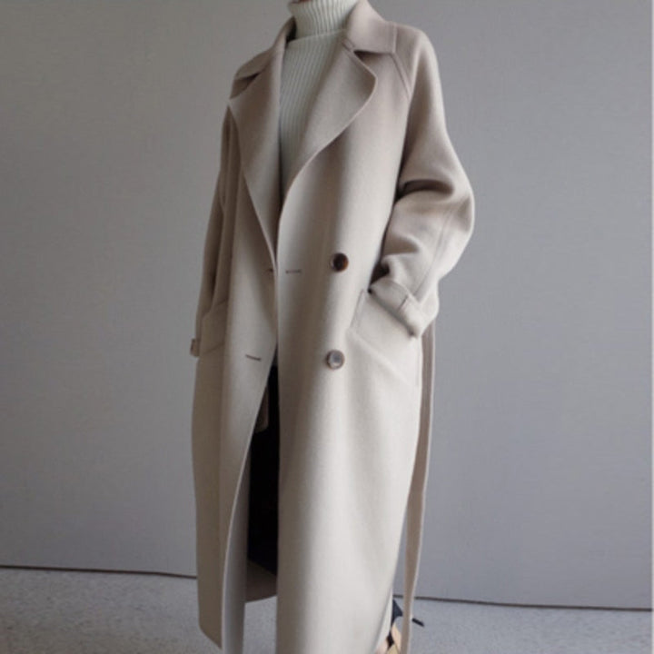 Manteau long femme en laine mélangée