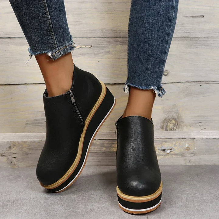 Felise Bottines Femme Bottes à Semelle Plateforme Élégantes avec Zip, Confortables et Durables, vue 7