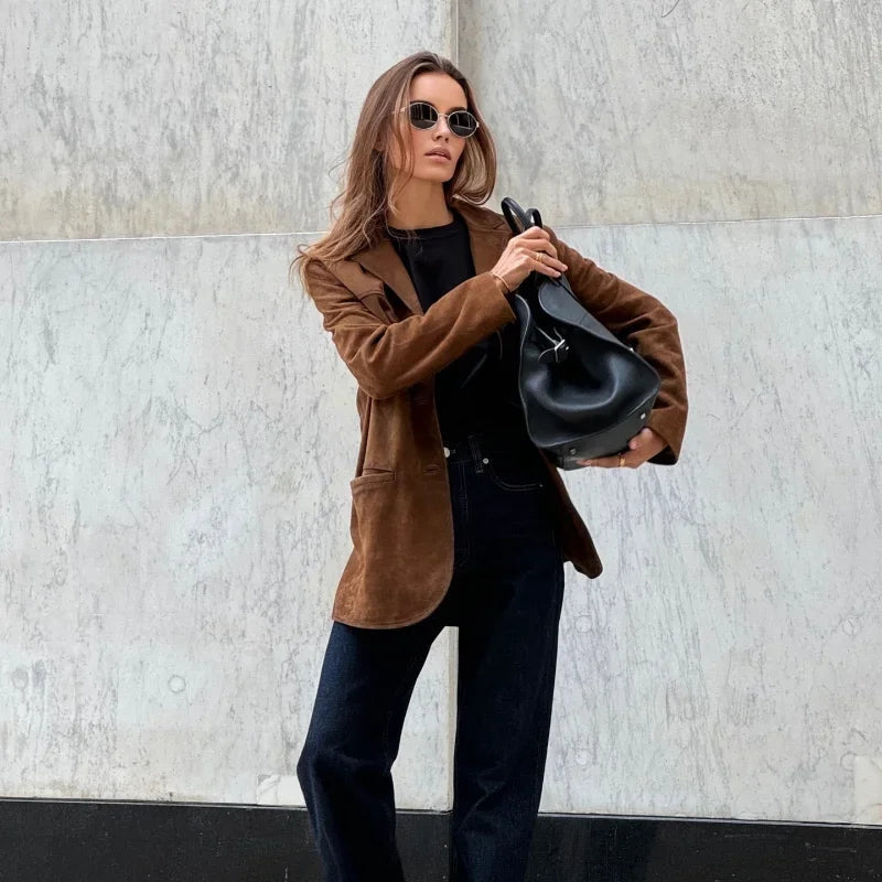Alana Veste Femme Imitation Suède Élégante, Polyvalente & Idéale pour Mi-Saison, vue 3