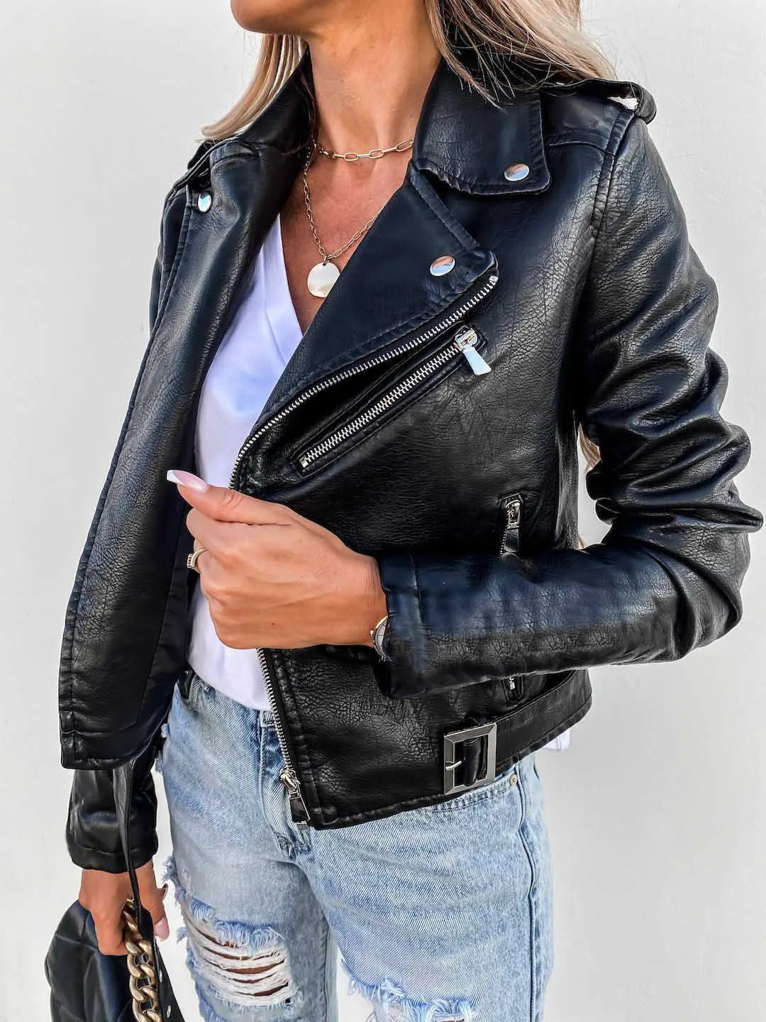 Maxine Veste Femme Veste en Cuir Élégante & Intemporelle au Style Chic Moderne