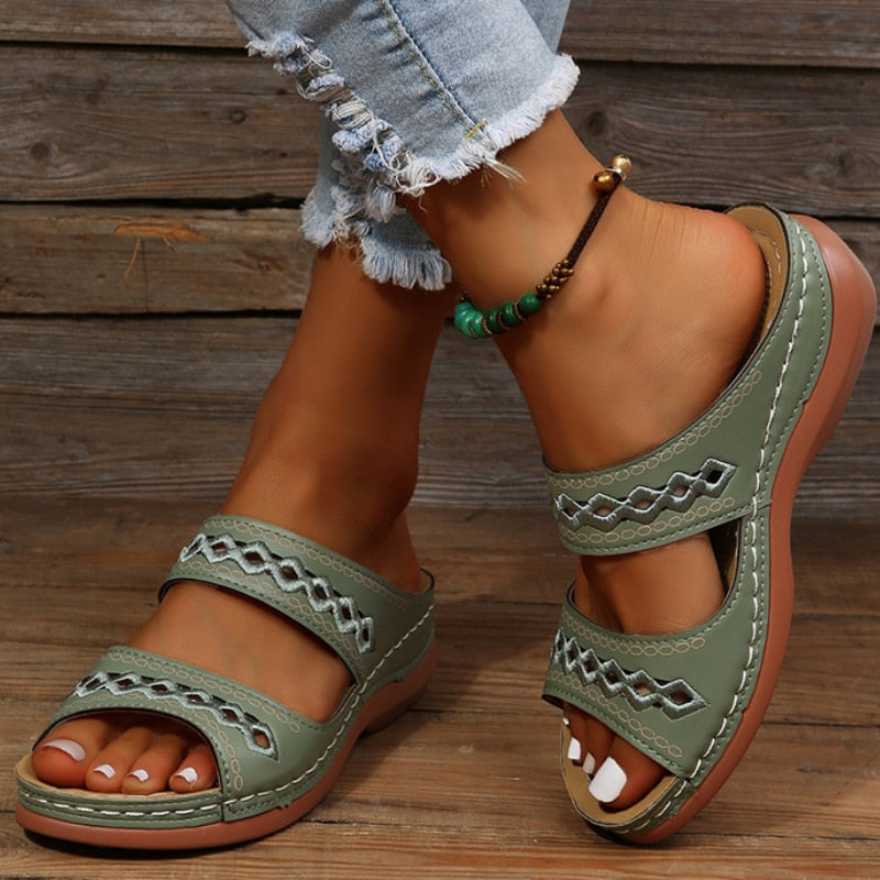 Malira Sandales Femme Chaussures d’Été Confortables avec Semelle de Soutien & Design Moderne, vue 4
