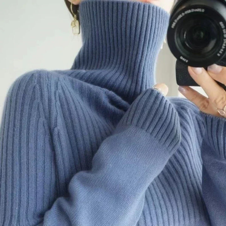 Luan Pull Col Roulé Femme Tricot Doux avec Détails Côtelés & Coupe Moderne Relax, vue 6
