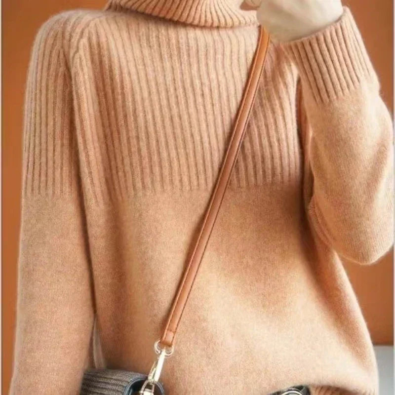 Luan Pull Col Roulé Femme Tricot Doux avec Détails Côtelés & Coupe Moderne Relax, vue 7