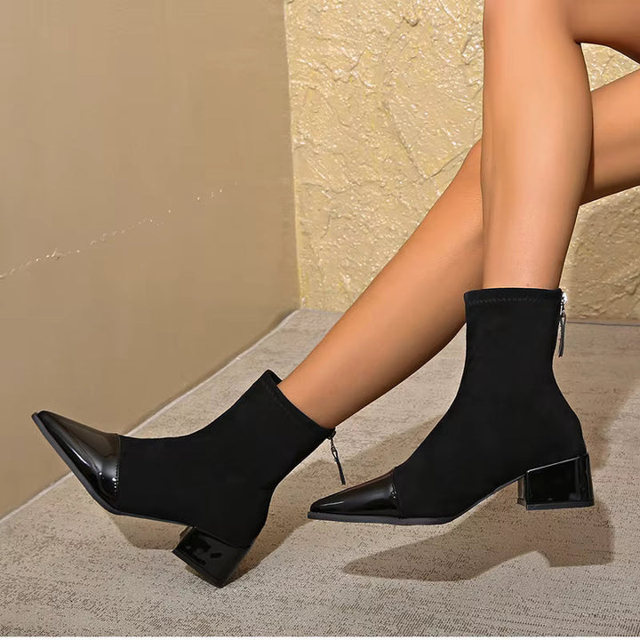 Gracia Bottines Femme Boots Élégantes en Daim avec Détails Vernis & Talon Bloc Confortable, vue 10