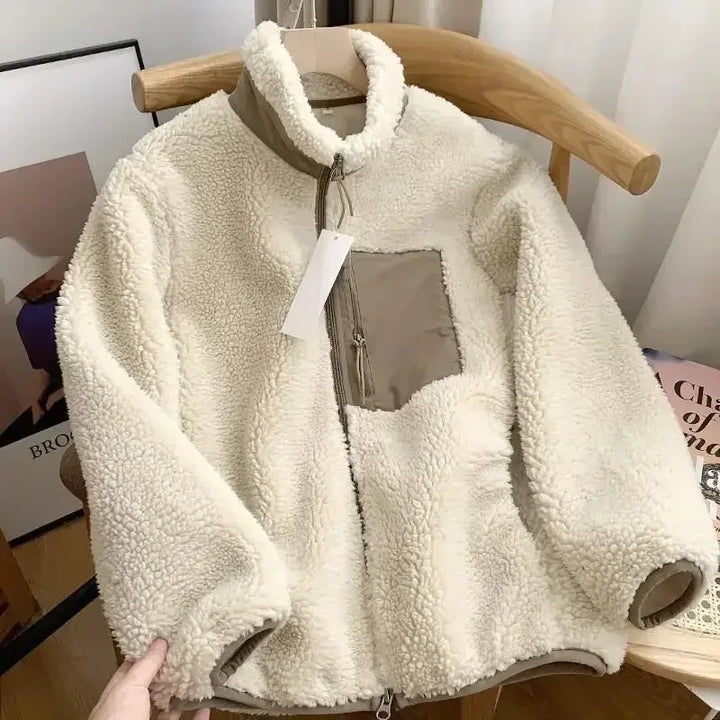 Lily Manteau Teddy Femme Veste Chaude avec Col Haut, Poches Zippées & Coupe Décontractée, vue 12