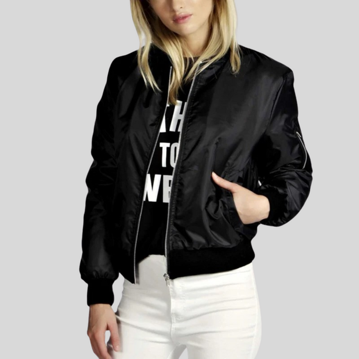 Khloe Veste Bomber Femme Modèle Léger à Manches Longues avec Zip & Poches Latérales