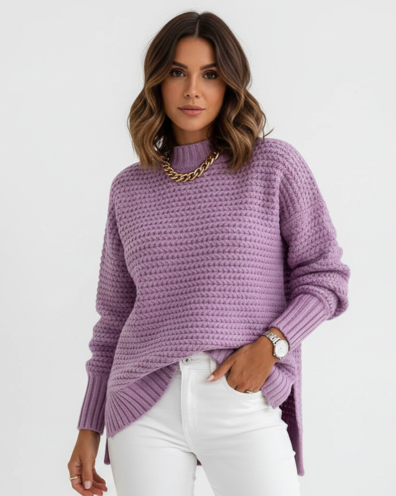 Trish Pull Femme Col Montant Oversize Tricot Doux, Coupe Ample & Confort Hiver
