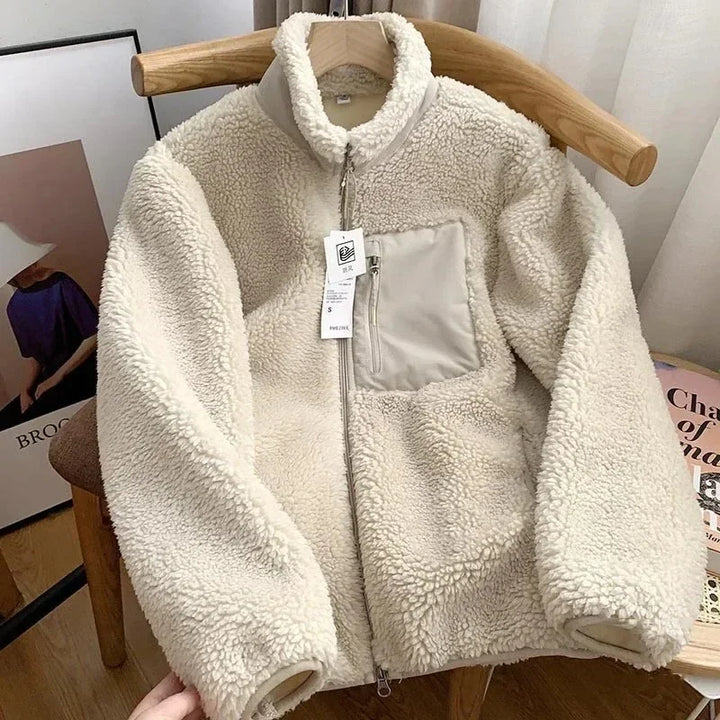 Lily Manteau Teddy Femme Veste Chaude avec Col Haut, Poches Zippées & Coupe Décontractée, vue 6