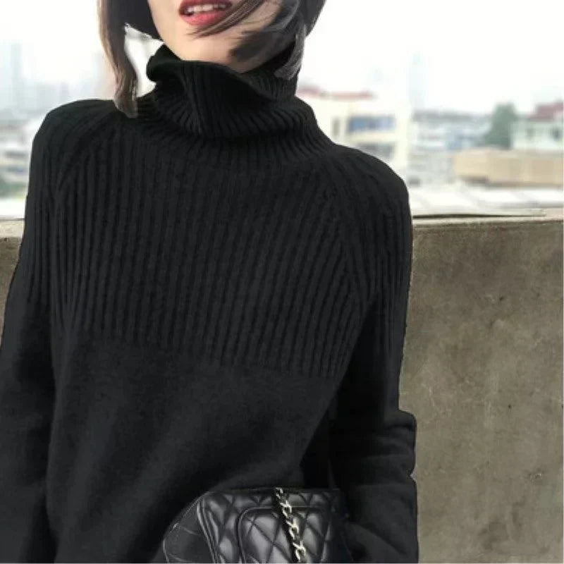 Luan Pull Col Roulé Femme Tricot Doux avec Détails Côtelés & Coupe Moderne Relax, vue 2