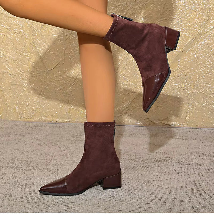 Gracia Bottines Femme Boots Élégantes en Daim avec Détails Vernis & Talon Bloc Confortable, vue 13
