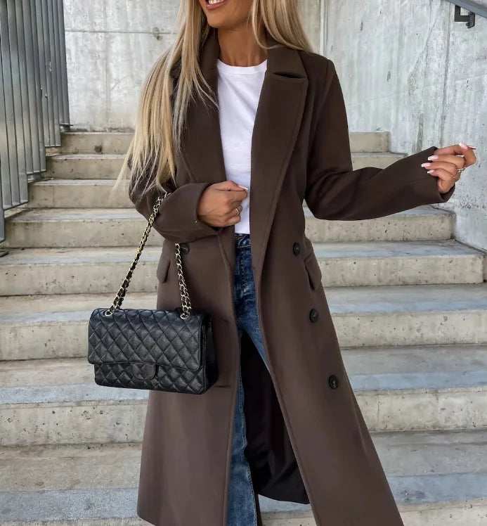 Talia Manteau Long Femme Trench Hiver Élégant avec Ceinture & Doublure Chaude, vue 10