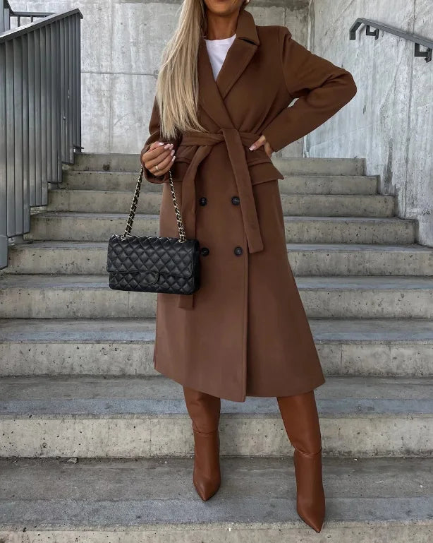 Talia Manteau Long Femme Trench Hiver Élégant avec Ceinture & Doublure Chaude, vue 5